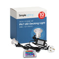 Pack of 10 30mm, RGB IP67 LED Decking Light - Colour Changing with Eco controller