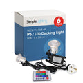 Pack of 6 30mm, RGB IP67 LED Decking Light - Colour Changing with Eco controller 