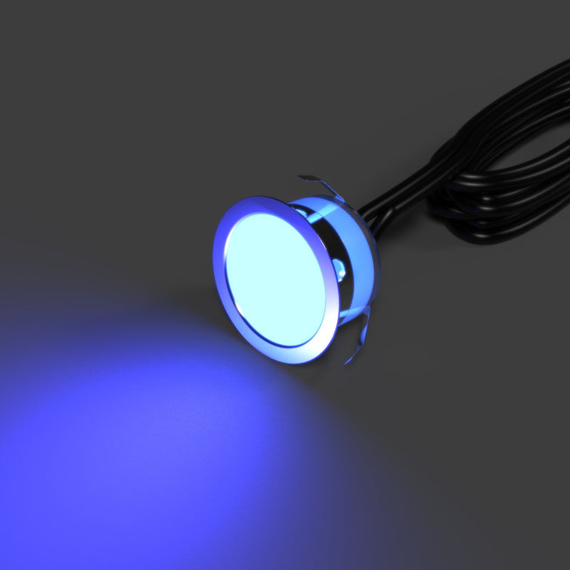 Close up of a 39.5mm, IP67 LED Decking Light - With Blue Light