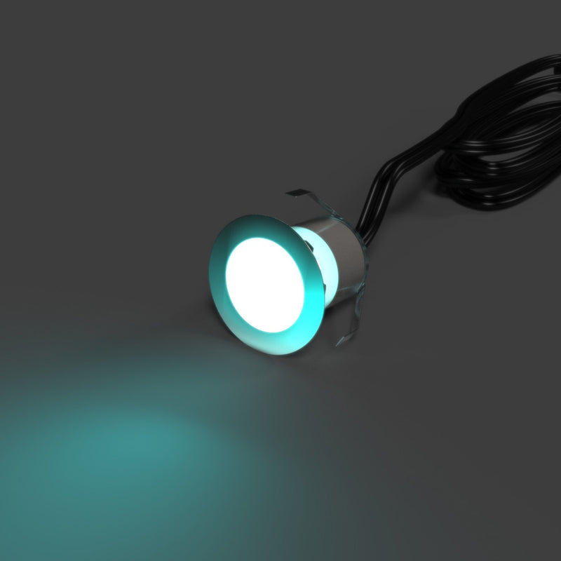 30mm, RGB IP67 LED Decking Light - Aqua