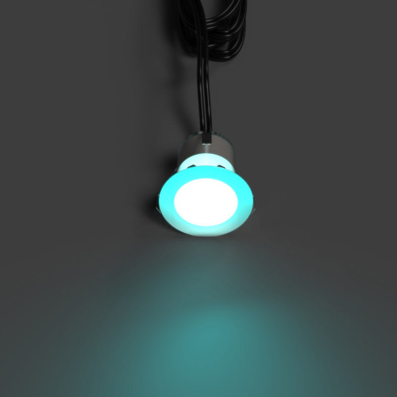 30mm, RGB IP67 LED Decking Light - Aqua