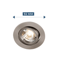 GU10 downlight in a Satin Chrome with dimensions