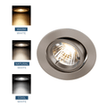 GU10 downlight in a Satin Chrome with different colour temperatures 