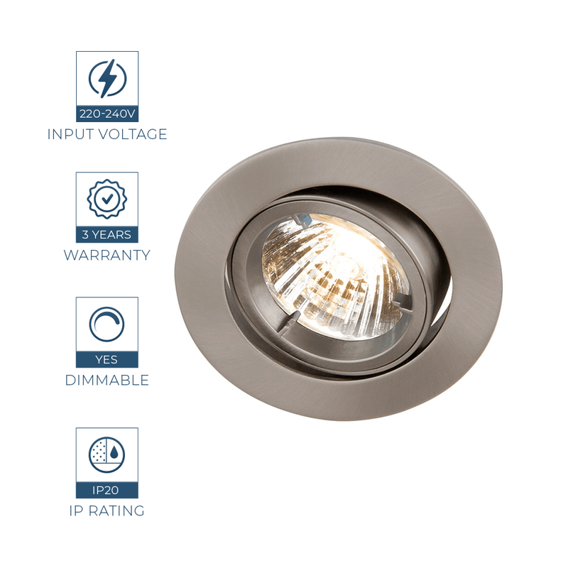 GU10 downlight in a Satin Chrome with specification