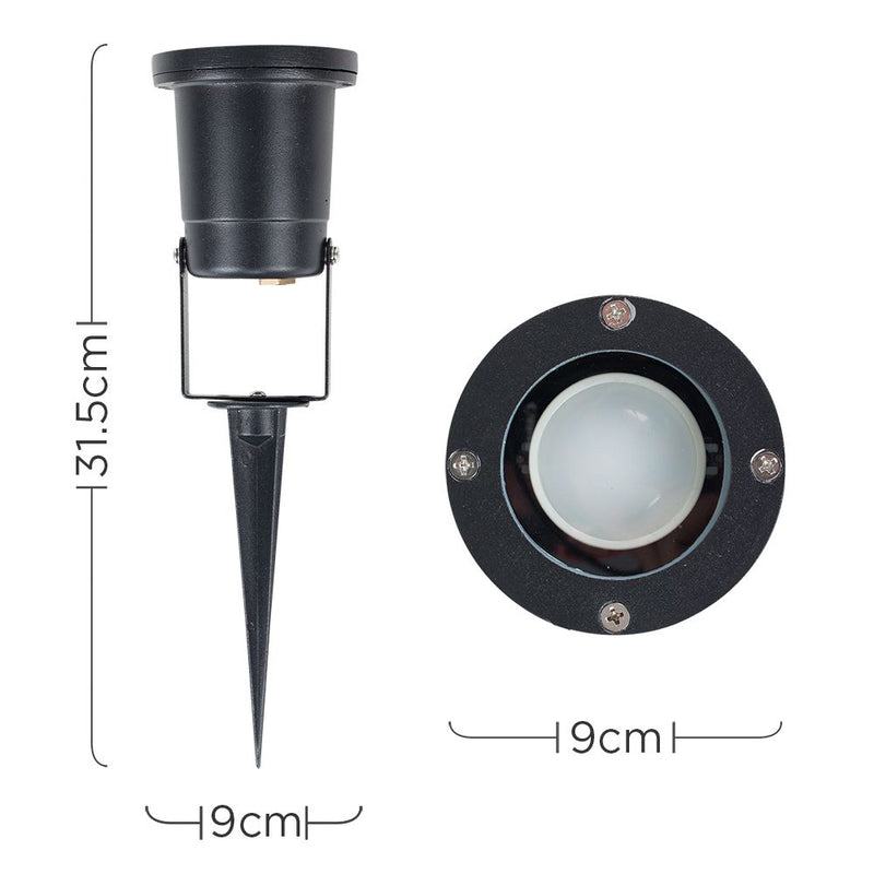 Black LED garden spike with dimensions