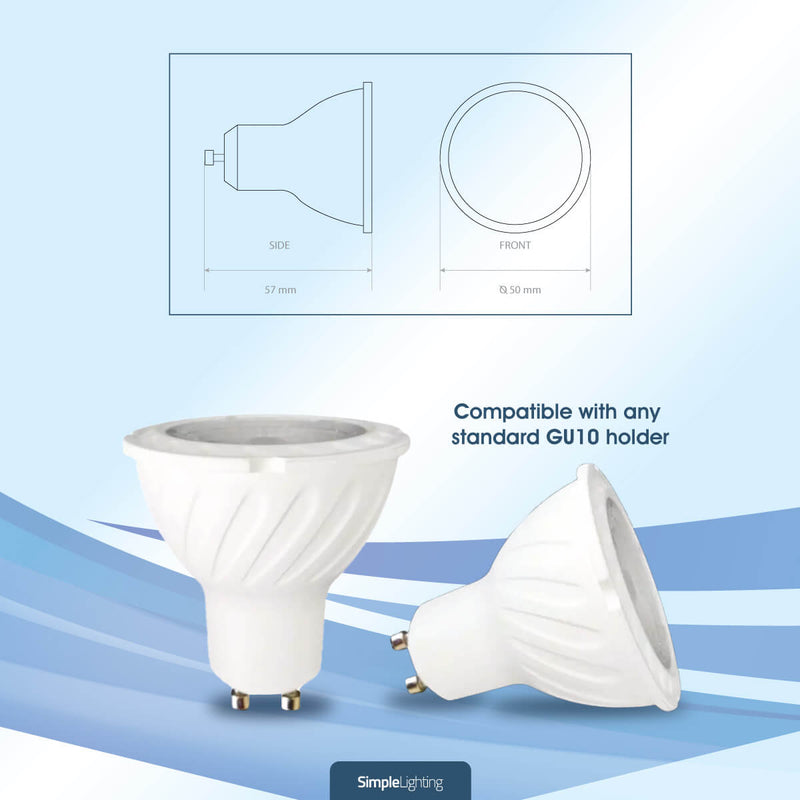 dimensions dimmable 6.5w gu10 led lamp