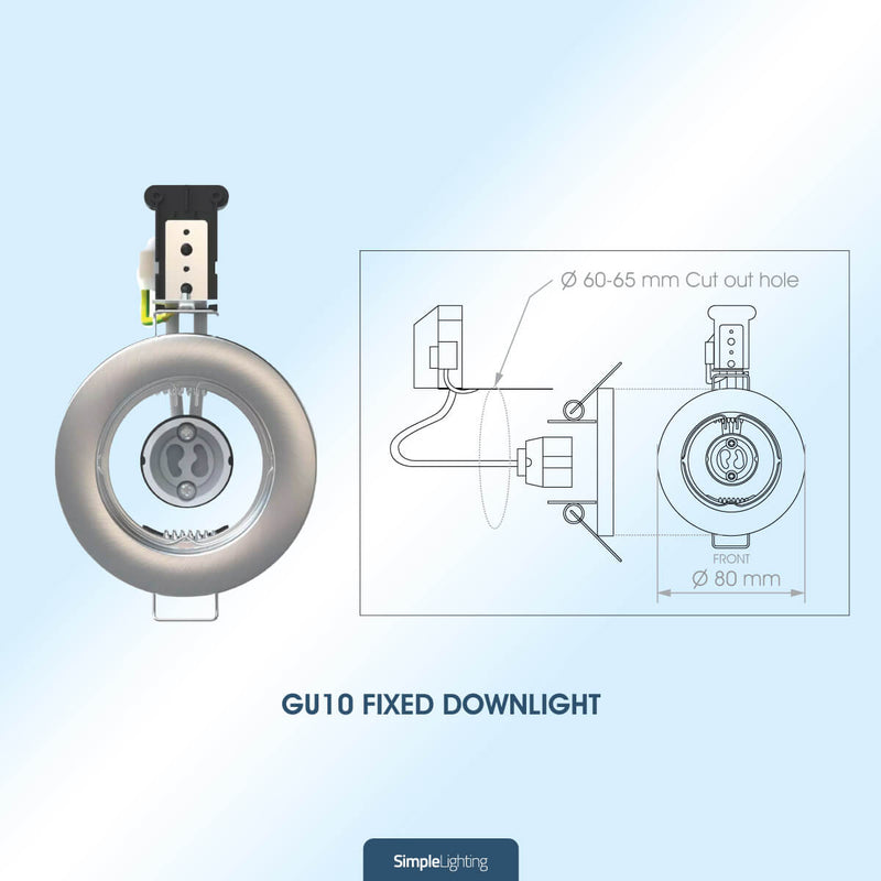 dimensions of recessed gu10 downlight