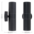 Black Outdoor Up/Down Wall Light with dimensions