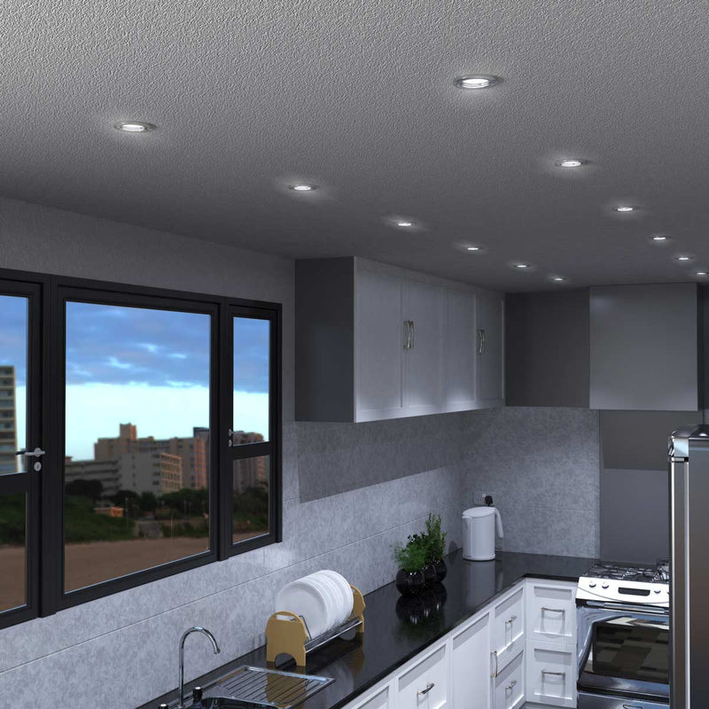 Pack of 25 Recessed GU10 Spot Light in Brushed Chrome Finish