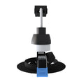 Side image of the downlight with one of the blue clips at the front.