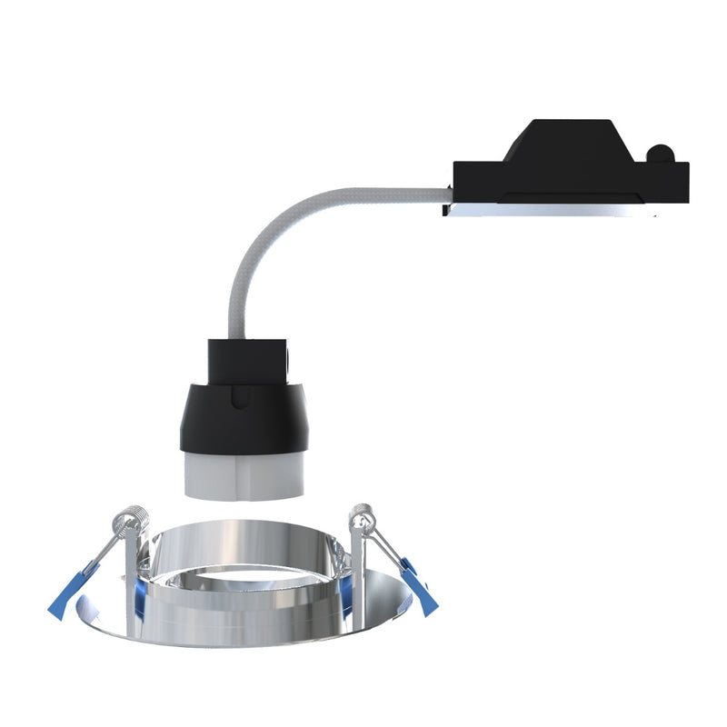 Side image of the whole downlight showcasing all the components of the fixture.