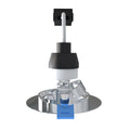 Side image of the downlight with the components lined up from bezel to connector.