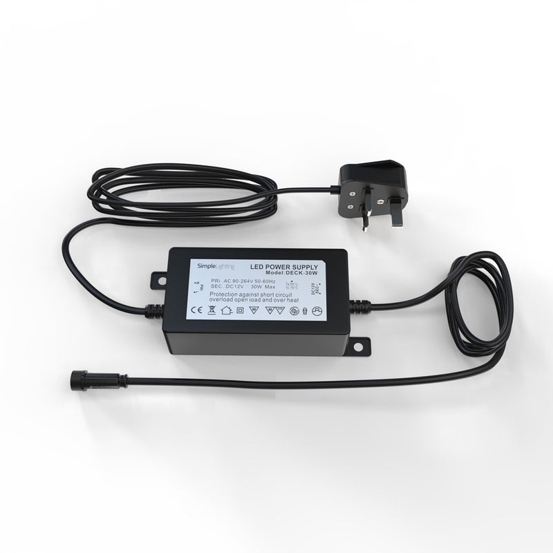 30w, IP67 Plug & Play LED Driver For Decking Lights - Side shot