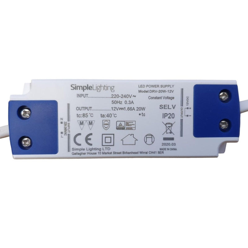 Front shot of a 20W LED driver