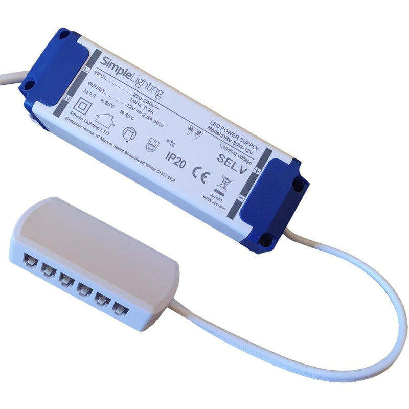 30w 12Vdc LED Power Converter With 6 Way Distributor
