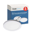5-pack box of Discus Dimmable LED Downlights on white background with one fixture shown in front.