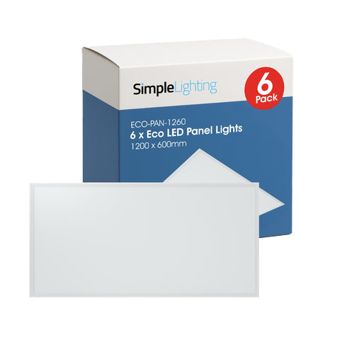 Pack of 6 LED Panel Light, 600 x 1200  – Natural or Cool White
