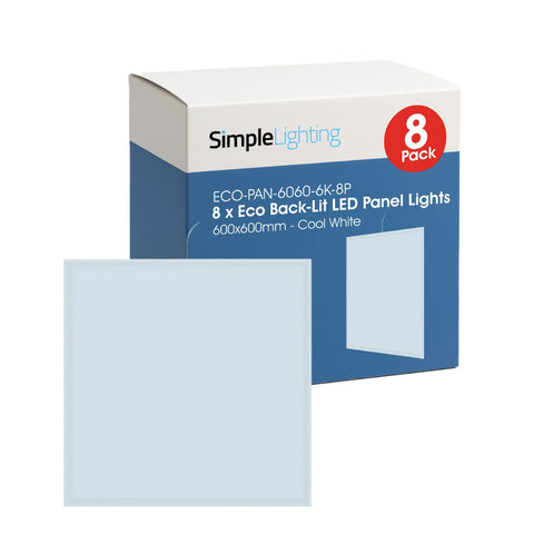 8 x Eco Back-Lit LED Panel Lights, 600*600mm - Cool White