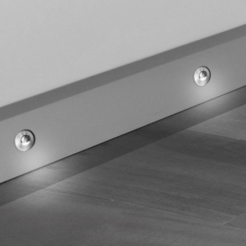 Close-up on mounted LED plinth lights