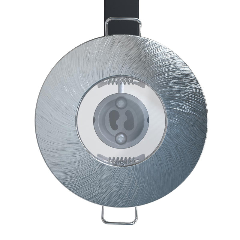 Fixed IP44 GU10 Downlights in Satin Nickel - 85mm (angle 2)