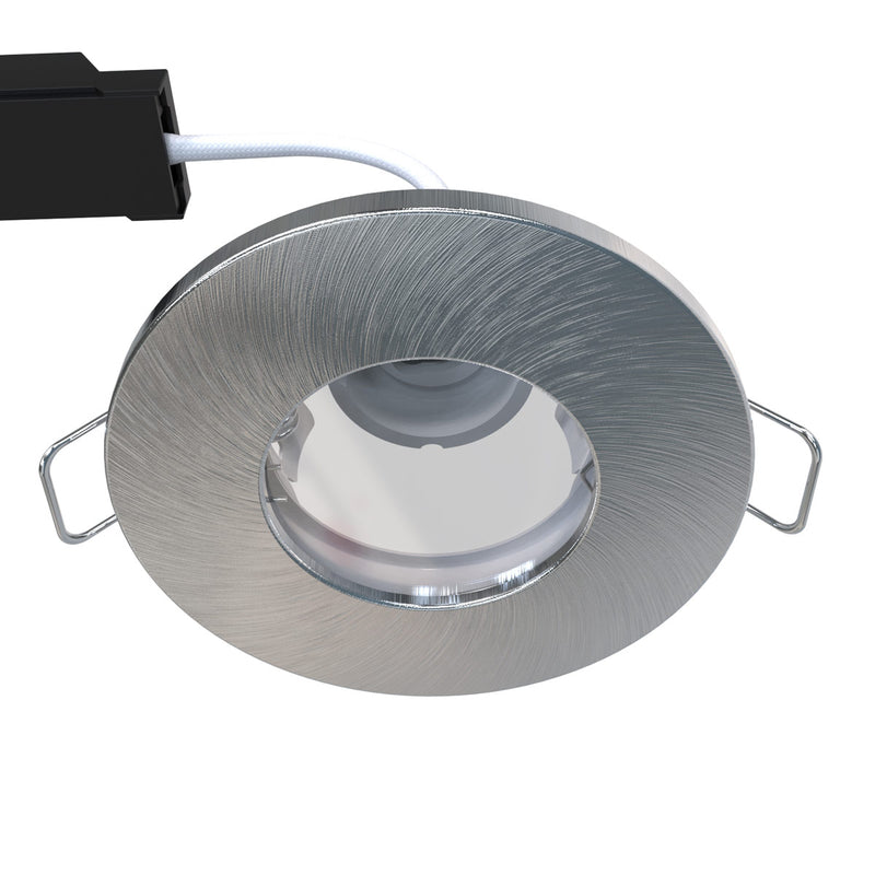 Fixed IP44 GU10 Downlights in Satin Nickel - 85mm (angle 6)