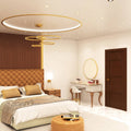 full shot of a bedroom that has mounted brass LED downlights with natural white light