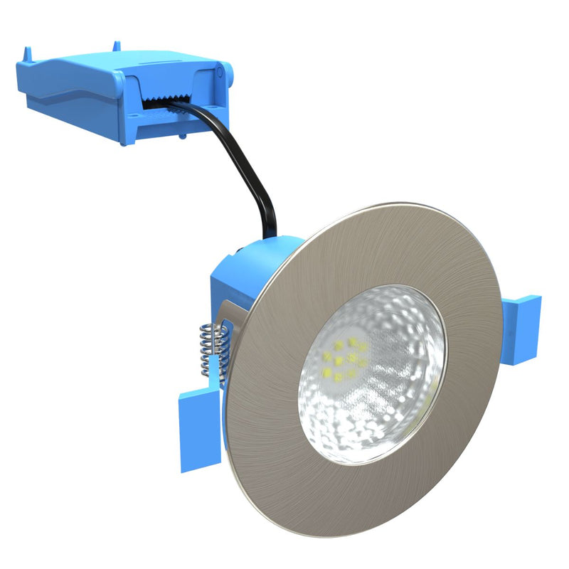 Brushed Chrome Fire Rated IP65 Downlight - Side