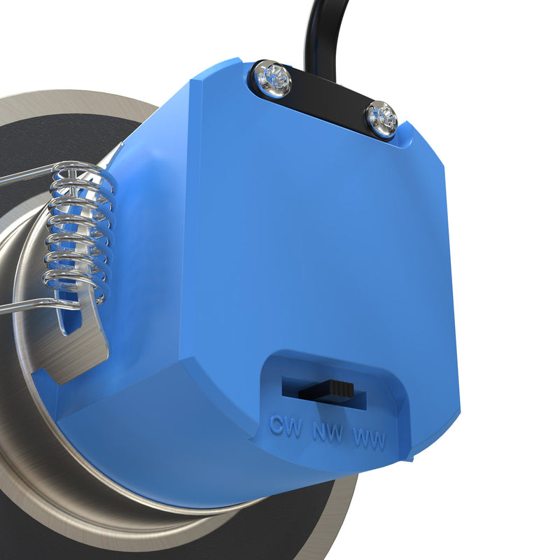 back of a brushed chrome colour adjustable downlight