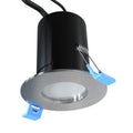 IP65 Shower Fire Rated Fixed Downlights in a Brushed Chrome Finish - Side