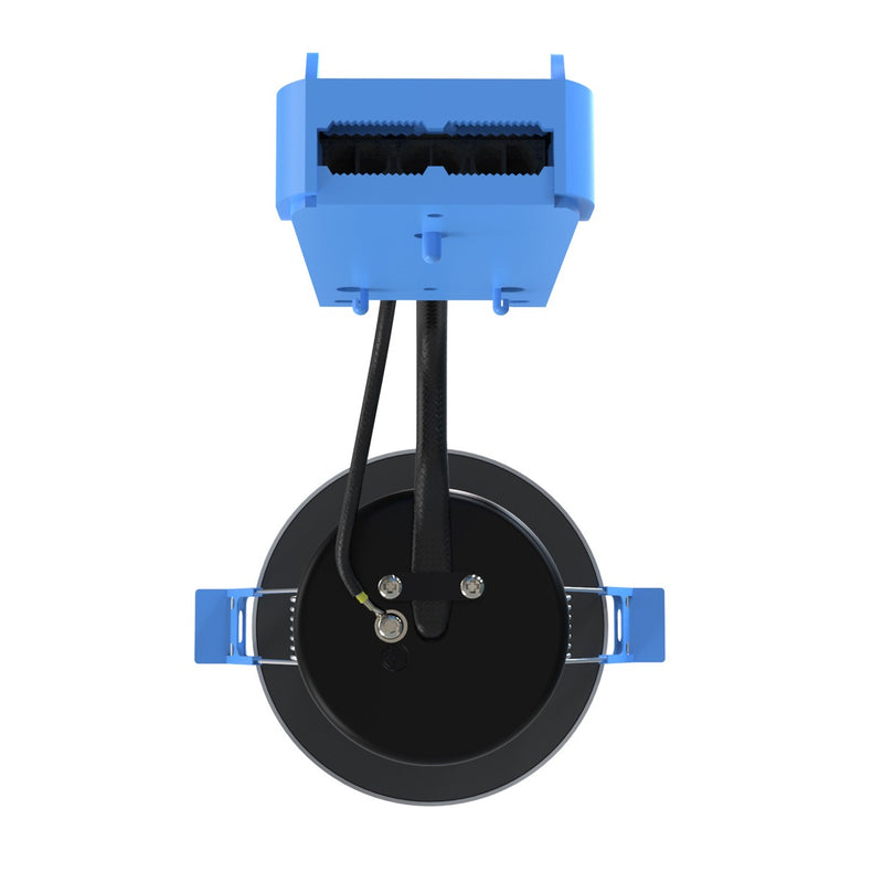 A top view of the downlight with the connector points visible.