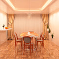 dining room with mounted polished chrome LED downlights