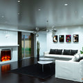 Brushed chrome fire rated downlight in living room full room