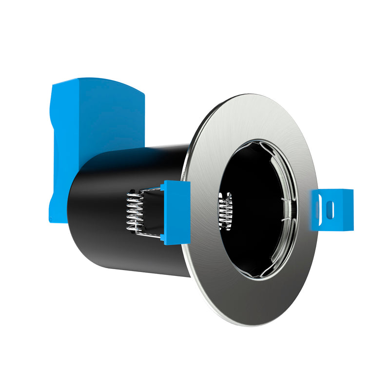 side view Brushed chrome fire rated downlight