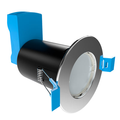 Fire Rated Downlight, GU10, Fixed - Polished Chrome Bezel, With Quick Connectors
