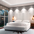 bedroom with mounted white LED downlights