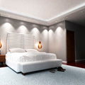 bedroom with mounted white LED downlights
