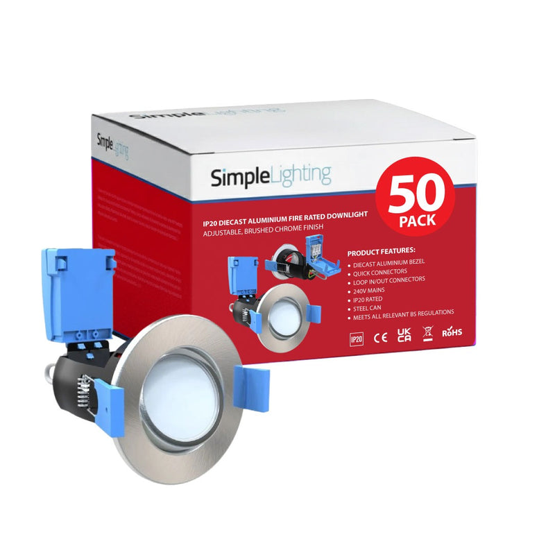 pack of 50 brushed chrome LED downlights