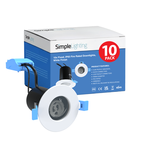 Pack of 10 White IP65 LED downlights