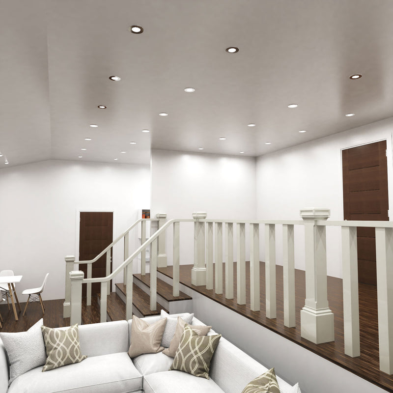 landing area with chrome LED downlights