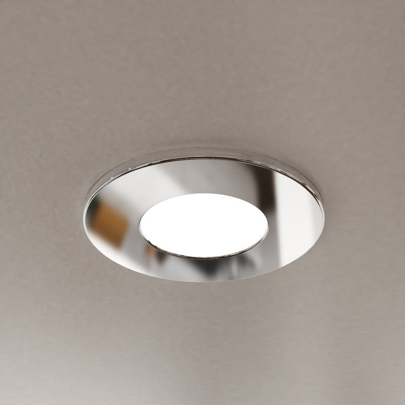 mounted chrome fire-rated downlight