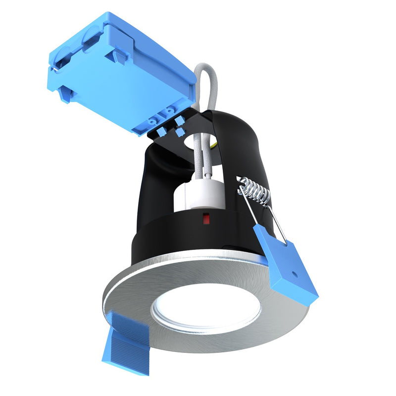 brushed chrome LED fire-rated downlight