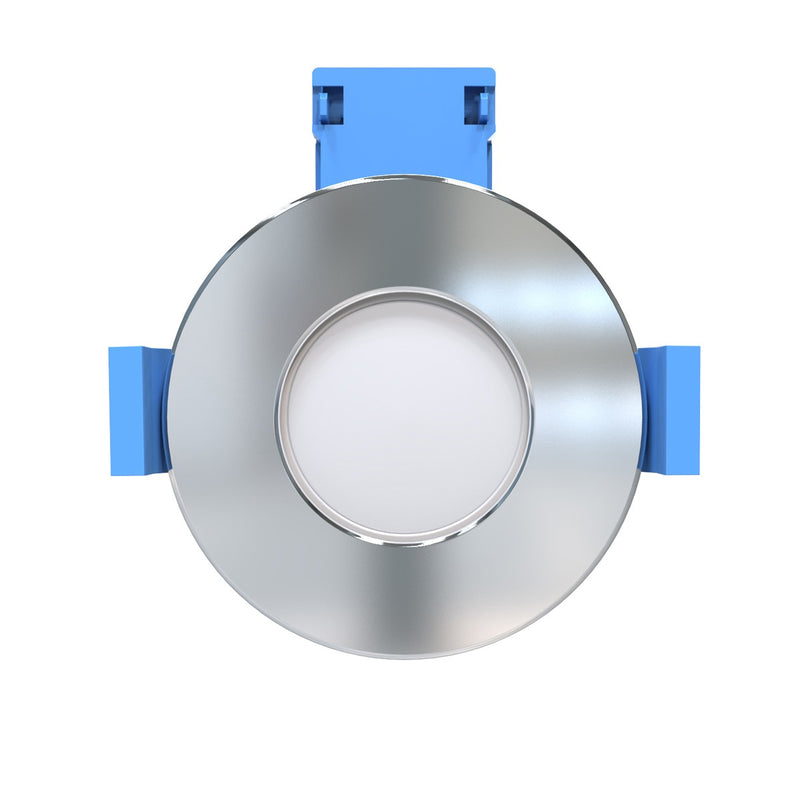 top of a chrome fire-rated downlight
