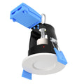full shot of a white fixed fire-rated LED downlight