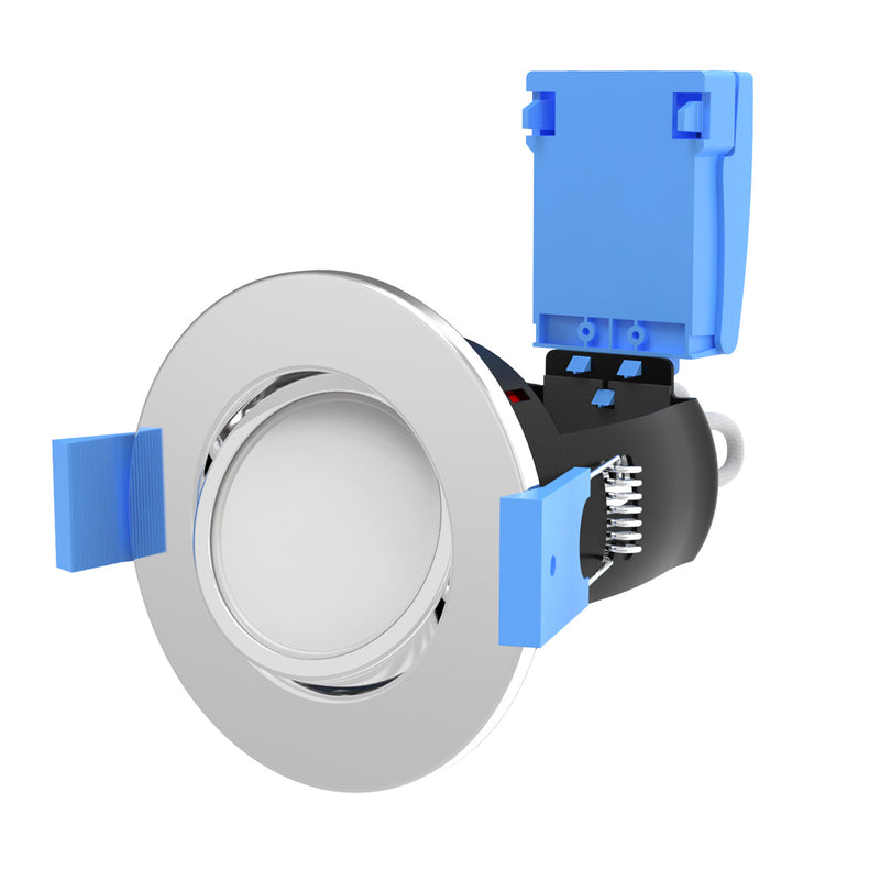 chrome fire-rated tilt downlight