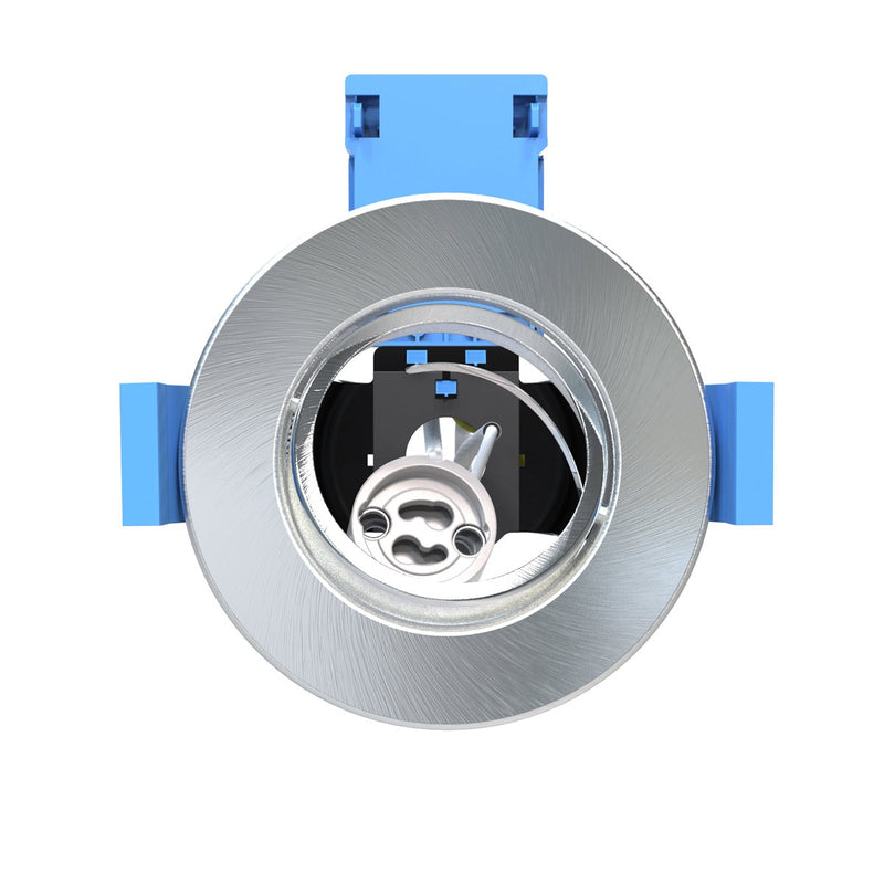 top of a brushed chrome downlight