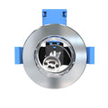 top of a polished chrome tilt downlight