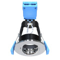 side of a tilt LED downlight with a chrome bezel