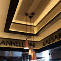 Full shot of a ceiling with LED tape in warm white light