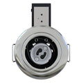 front of a chrome fixed fire-rated downlight