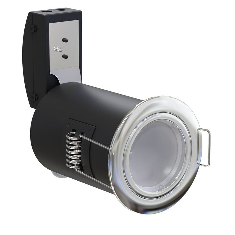 Die-Cast, Fire Rated LED Downlight, GU10, Fixed, Twist and Lock - Chrome - Side View